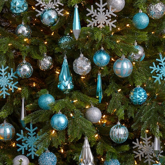 52ct. 6" Blue & Silver Shatterproof Ornament Set